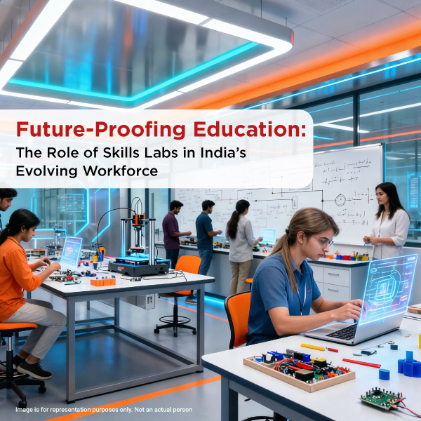 Students learning in skills lab environment in India working on real-world projects